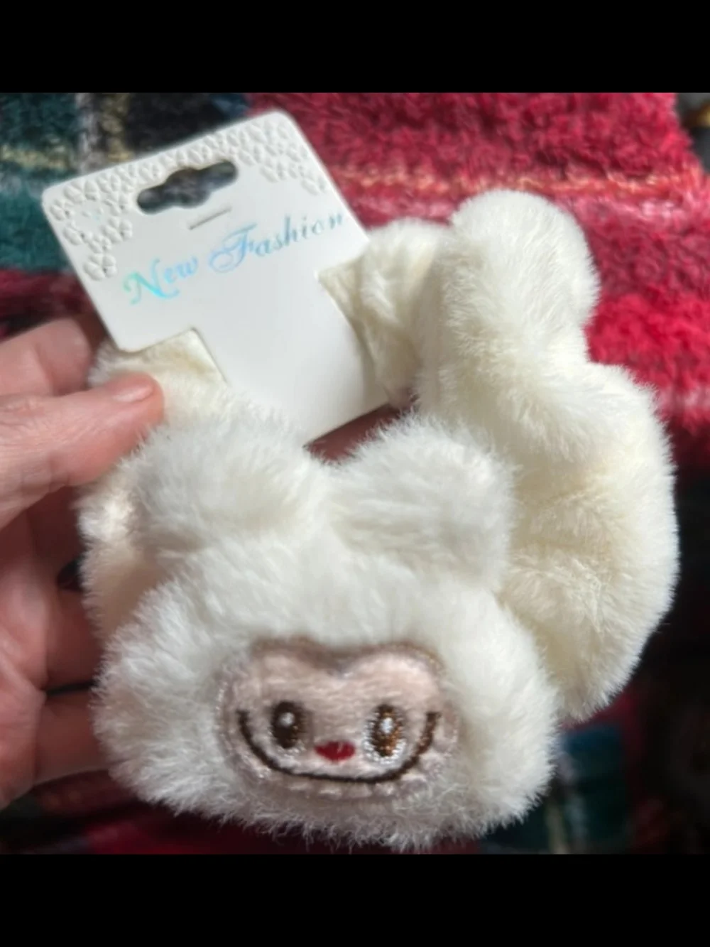 Labubu Cream Plush Animal Hair Scrunchie